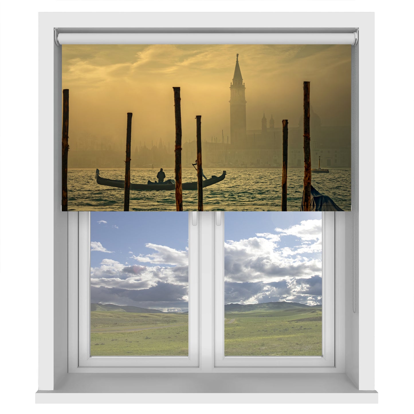 Gondola in the mist in Venice Printed Picture Photo Roller Blind - 1X2212484