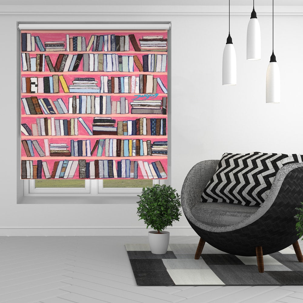 Colourful Book Shelves Printed Roller Blind - 1X2775765