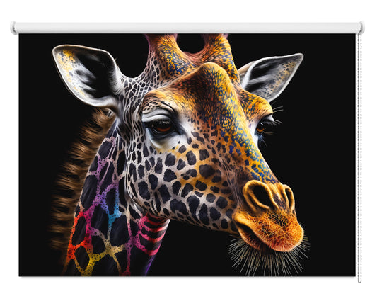Colourful Giraffe Portrait Printed Picture Photo Roller Blind - RB1456