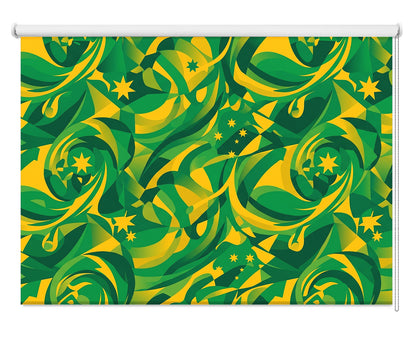Green & Gold Kinetic Abstract Australia Roller Blind Printed Roller Blind - RB1461 🇦🇺