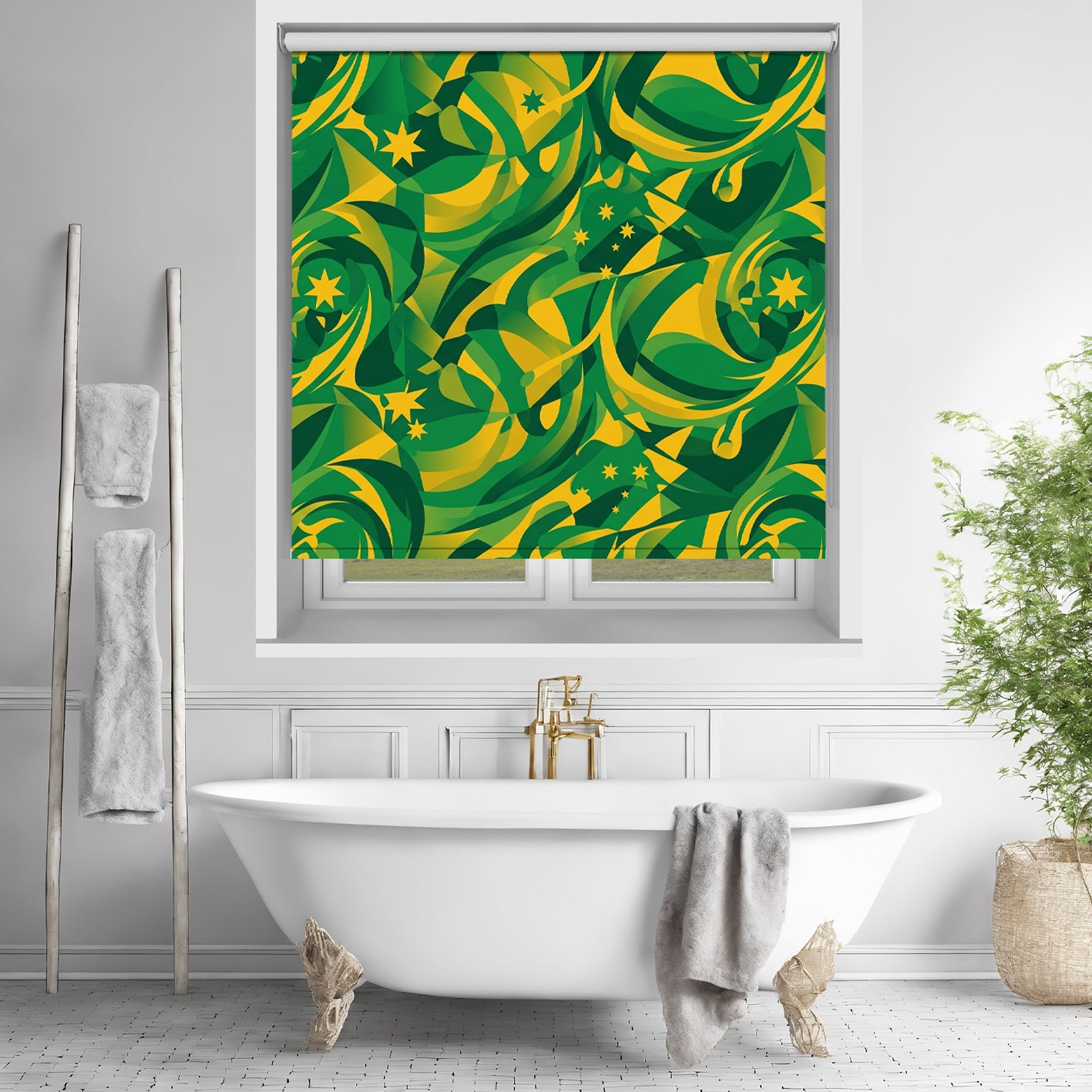 Green & Gold Kinetic Abstract Australia Roller Blind Printed Roller Blind - RB1461 🇦🇺