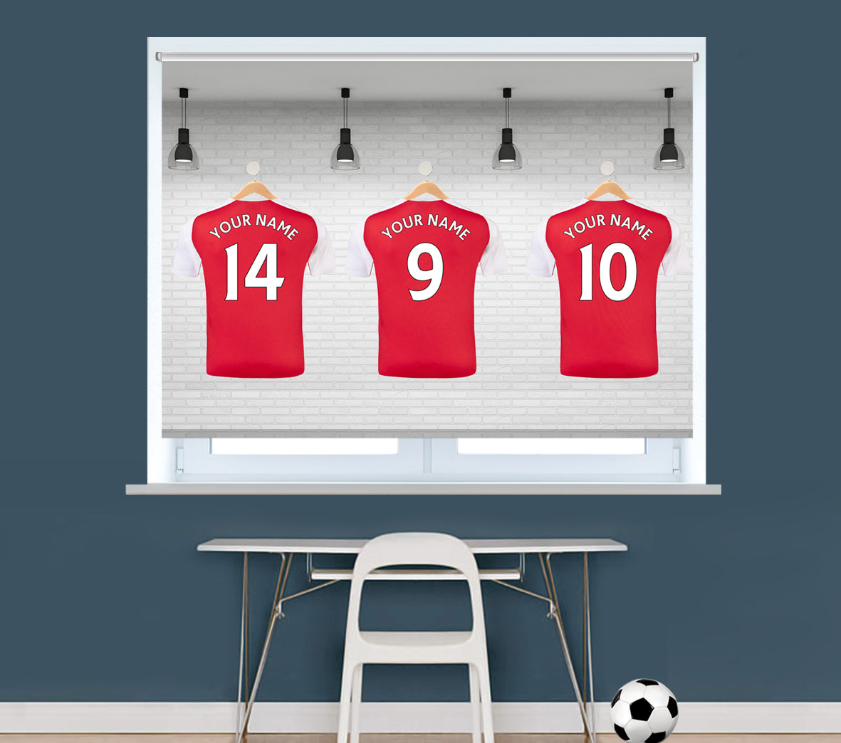 Gunner Red Your Name Football Kit Printed Picture Photo Roller Blind  - RB1291