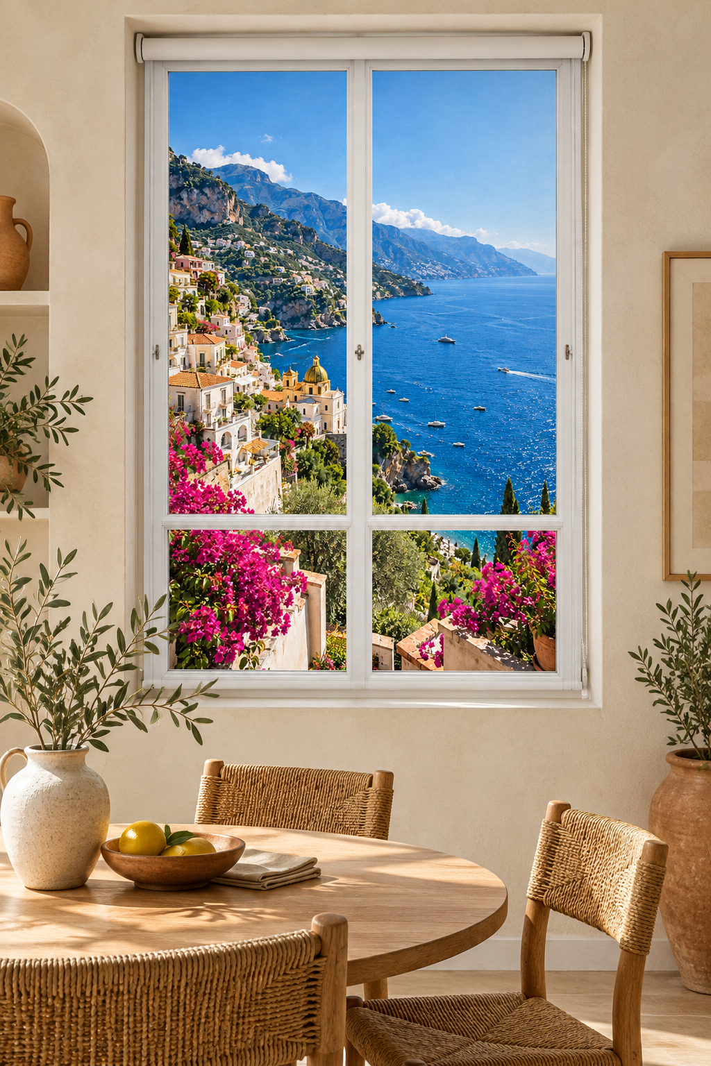Amalfi Coast Faux Window View Printed Picture Photo Roller Blind - RB1485