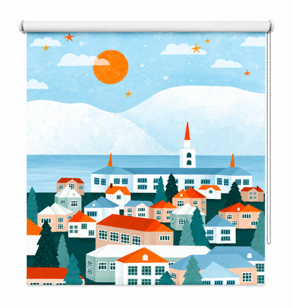 Nordic Coastal Village Printed Roller Blind - 1X3222574