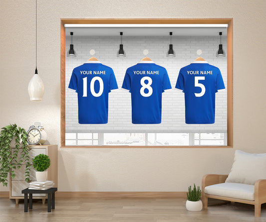 Leicester Blue Your Name Personalised Football Kit Printed Picture Photo Roller Blind  - RB1308