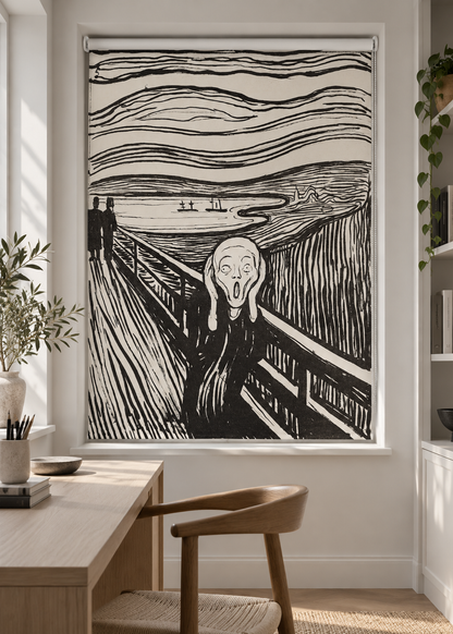 The Scream - Mono by Edvard Munch Printed Picture Roller Blind - RB1492