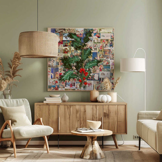 A Very Merry Vintage Christmas Canvas Print Wall Art 1X3312892 - ART FEVER - Art Fever