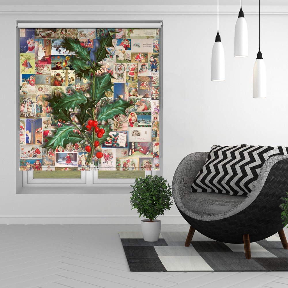 A Very Merry Vintage Christmas Printed Picture Photo Roller Blind - 1X3312892 - Art Fever - Art Fever
