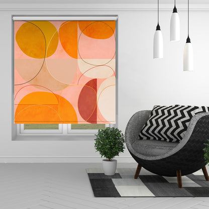 Mid Century Curry Yellow Blush Spring Printed Roller Blind - 1X2552804