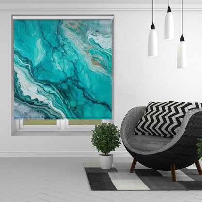 Abstract Patterns With Swirling Turquoise Printed Picture Photo Roller Blind - 1X2927112 - Art Fever - Art Fever