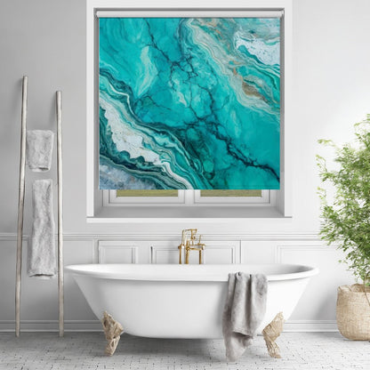 Abstract Patterns With Swirling Turquoise Printed Picture Photo Roller Blind - 1X2927112 - Art Fever - Art Fever