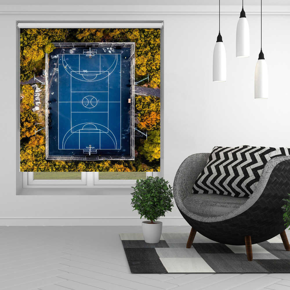 Aerial Autumn Basketball Court Printed Roller Blind - 1X3004306 - Art Fever - Art Fever