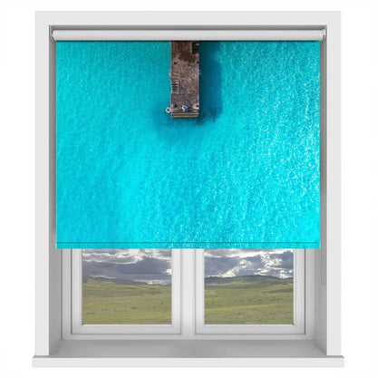 Aerial Turquoise Ocean Jetty Printed Roller Blind 1X3034119 - Art Fever - Art Fever