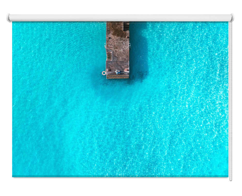 Aerial Turquoise Ocean Jetty Printed Roller Blind 1X3034119 - Art Fever - Art Fever