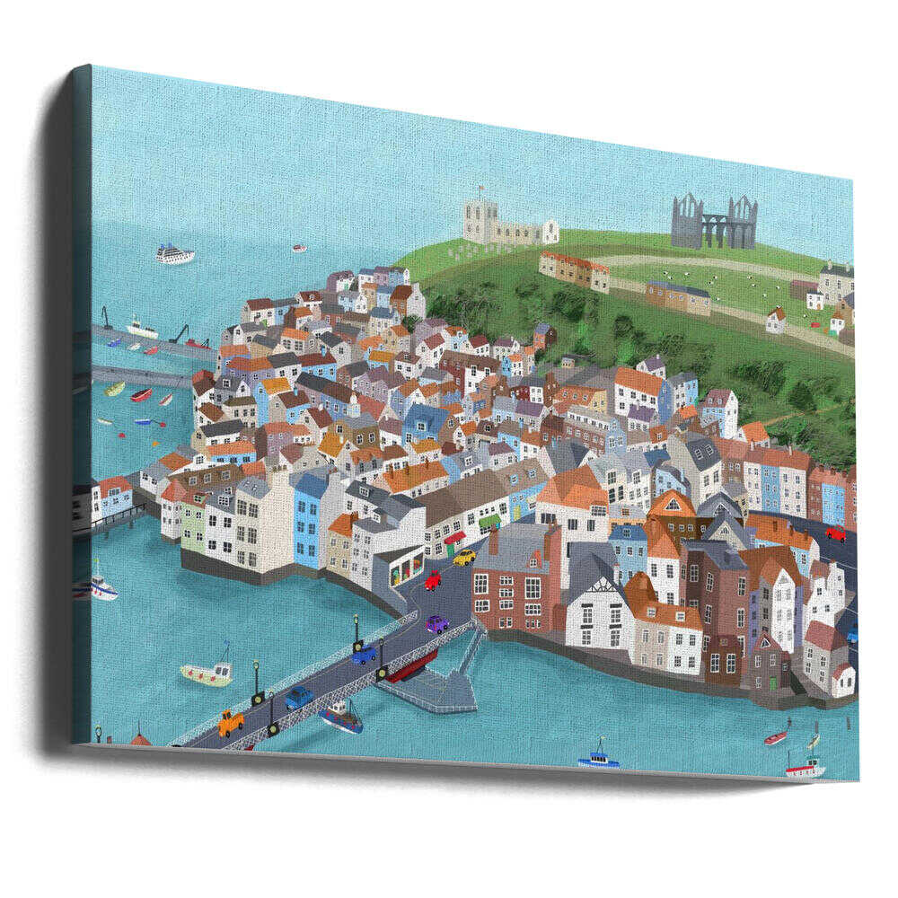 Aerial View of Beautiful Whitby by Artist Carla Daly Canvas Print Wall Art 1X2898516 - ART FEVER - Art Fever