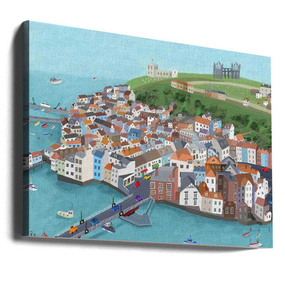 Aerial View of Beautiful Whitby by Artist Carla Daly Canvas Print Wall Art 1X2898516 - ART FEVER - Art Fever