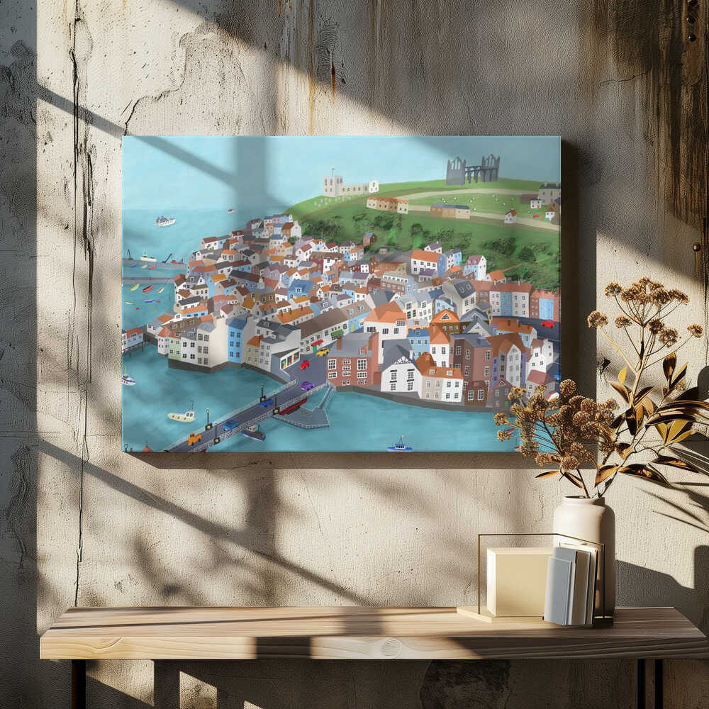 Aerial View of Beautiful Whitby by Artist Carla Daly Canvas Print Wall Art 1X2898516 - ART FEVER - Art Fever
