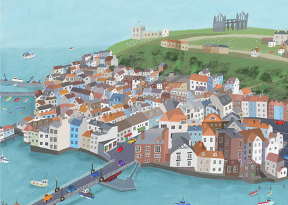 Aerial View of Beautiful Whitby by Artist Carla Daly Canvas Print Wall Art 1X2898516 - ART FEVER - Art Fever