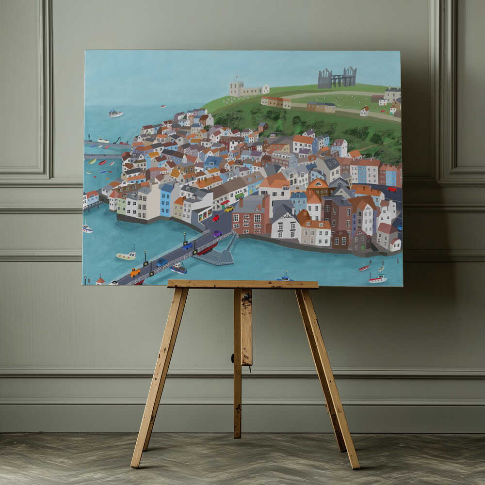 Aerial View of Beautiful Whitby by Artist Carla Daly Canvas Print Wall Art 1X2898516 - ART FEVER - Art Fever