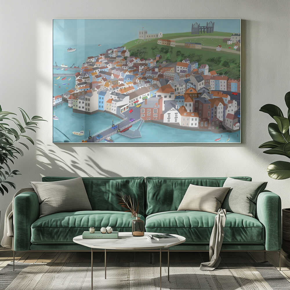 Aerial View of Beautiful Whitby by Artist Carla Daly Canvas Print Wall Art 1X2898516 - ART FEVER - Art Fever