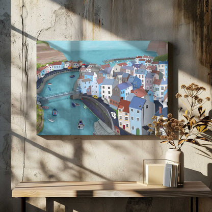 Aerial View of Staithes, United Kingdom by Artist Carla Daly Canvas Print Wall Art 1X2898515 - ART FEVER - Art Fever