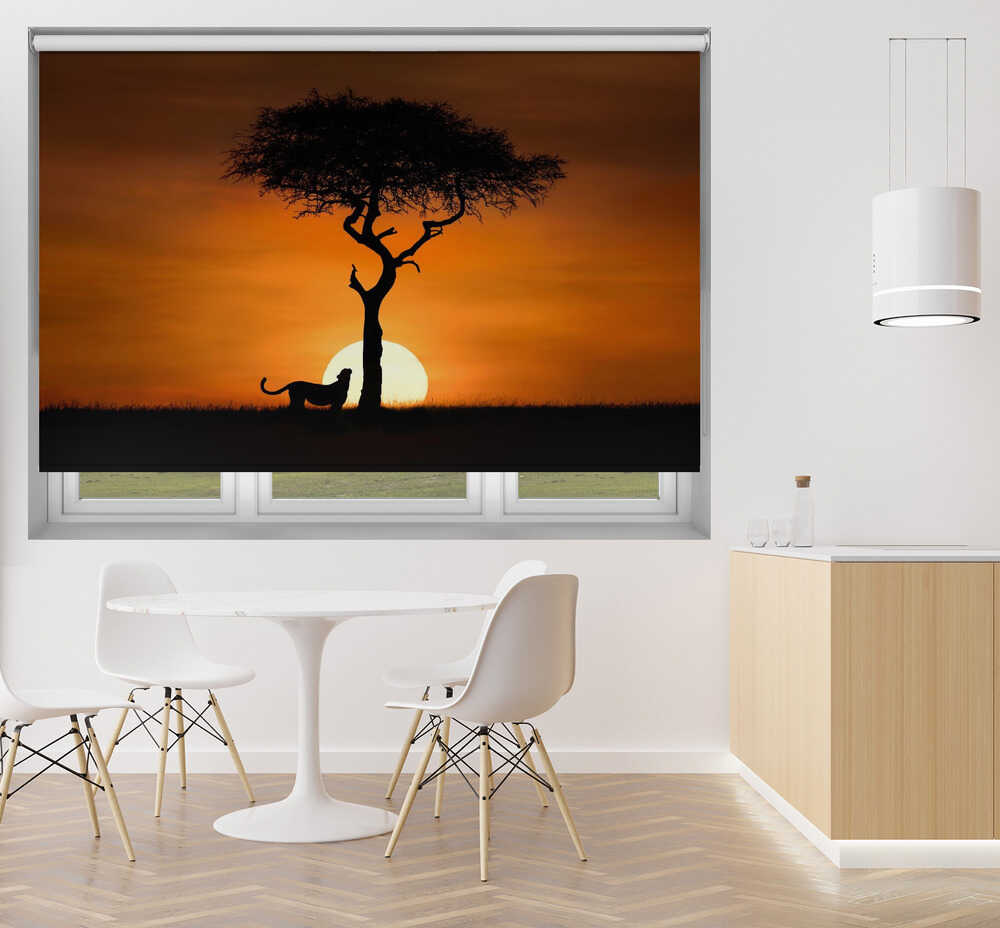 African Savanna Silhouette Sunset Printed Roller Blind - 1X3297564 - Art Fever - Art Fever