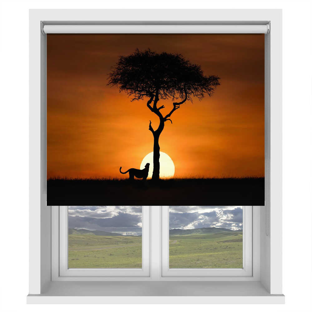 African Savanna Silhouette Sunset Printed Roller Blind - 1X3297564 - Art Fever - Art Fever
