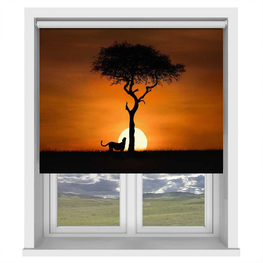 African Savanna Silhouette Sunset Printed Roller Blind - 1X3297564 - Art Fever - Art Fever