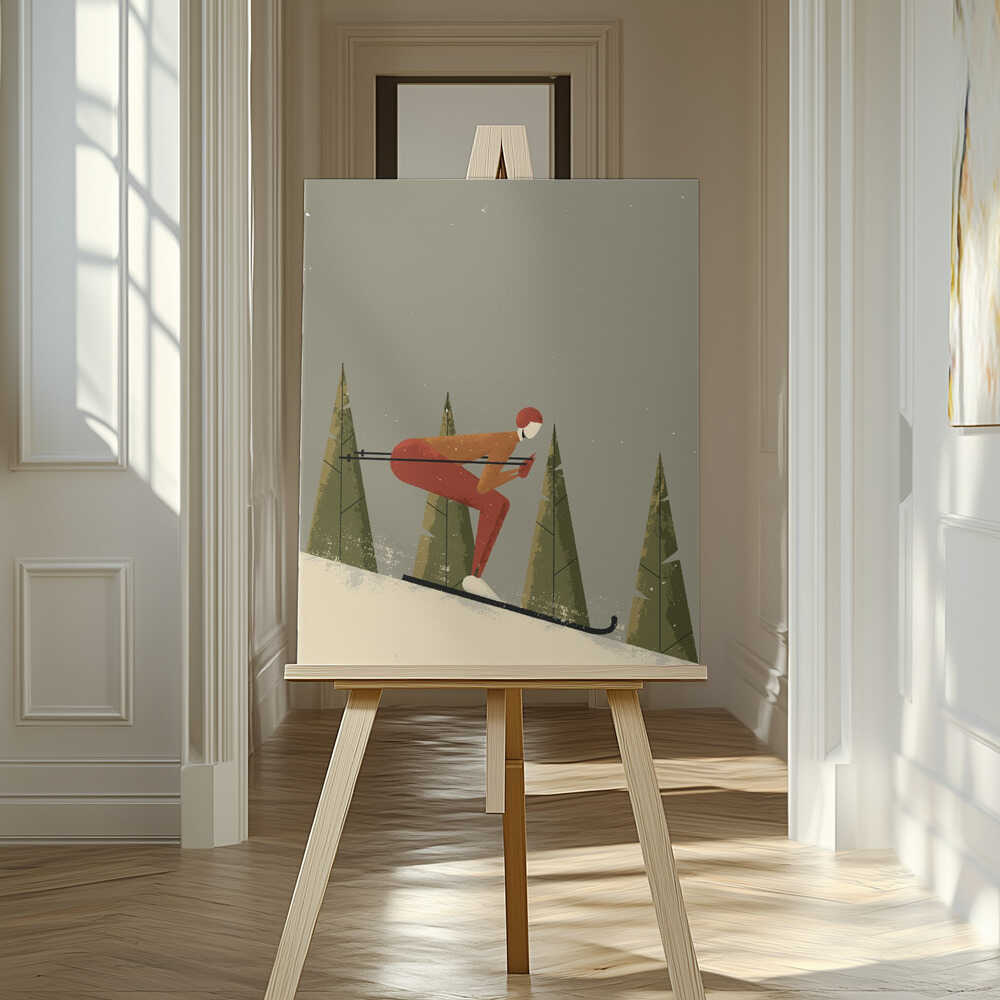 Alpine Glide Skiing Canvas Print Wall Art 1X2579671 - ART FEVER - Art Fever