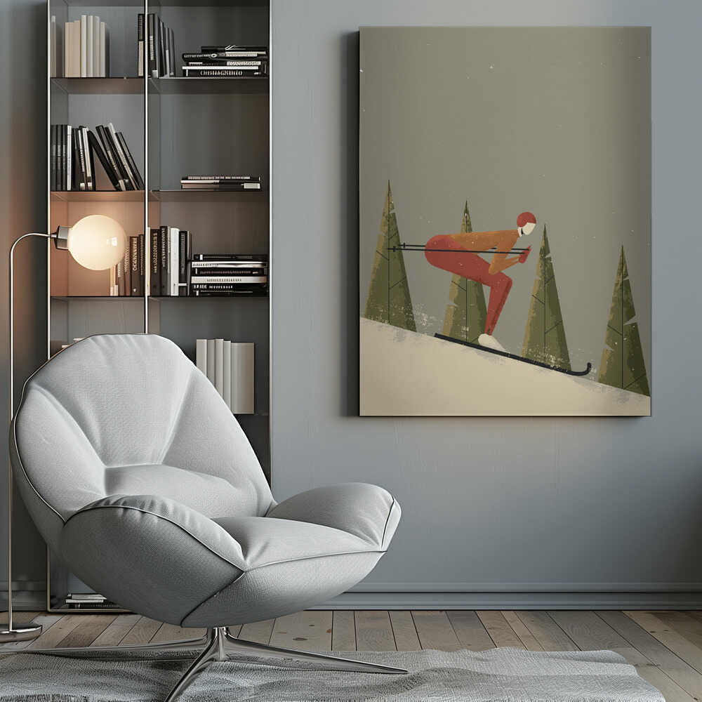 Alpine Glide Skiing Canvas Print Wall Art 1X2579671 - ART FEVER - Art Fever
