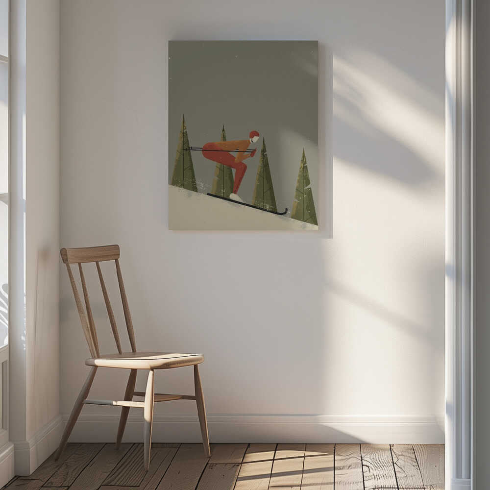 Alpine Glide Skiing Canvas Print Wall Art 1X2579671 - ART FEVER - Art Fever