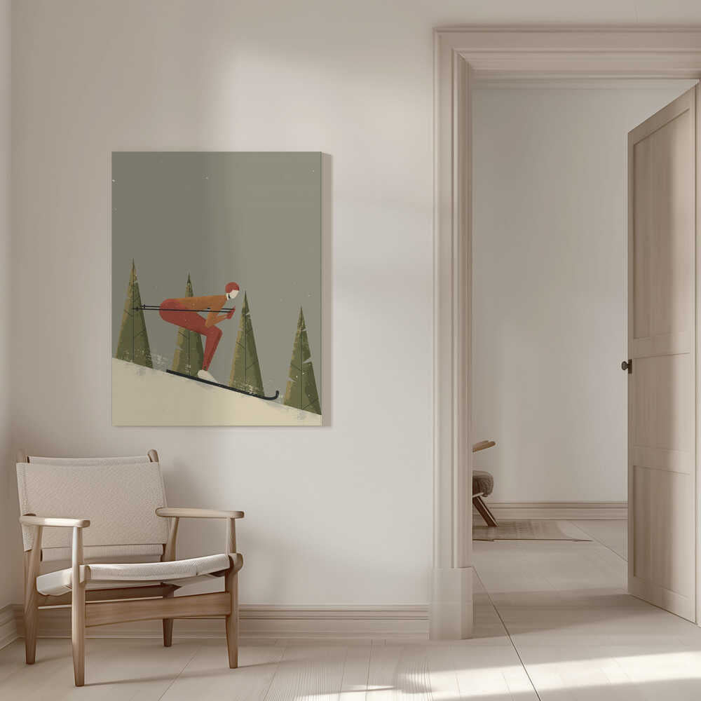 Alpine Glide Skiing Canvas Print Wall Art 1X2579671 - ART FEVER - Art Fever