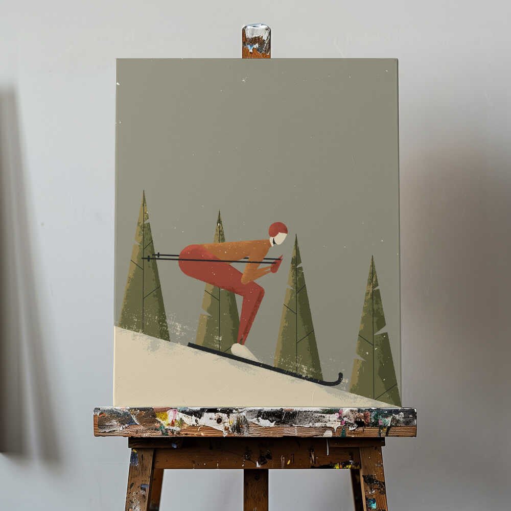 Alpine Glide Skiing Canvas Print Wall Art 1X2579671 - ART FEVER - Art Fever