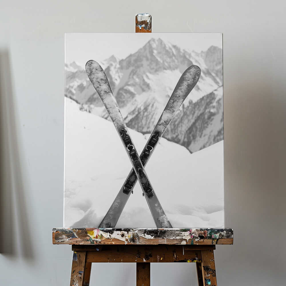 Alpine Stillness Skies Black & White Canvas Print Wall Art 1X2934504 - ART FEVER - Art Fever