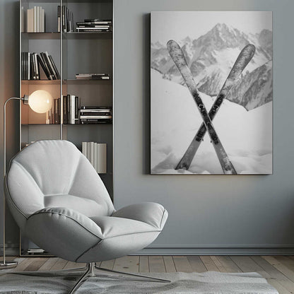 Alpine Stillness Skies Black & White Canvas Print Wall Art 1X2934504 - ART FEVER - Art Fever