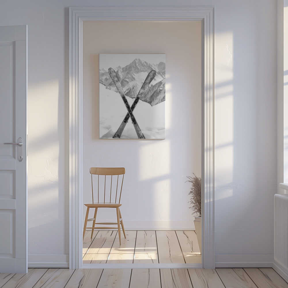 Alpine Stillness Skies Black & White Canvas Print Wall Art 1X2934504 - ART FEVER - Art Fever