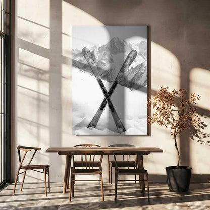 Alpine Stillness Skies Black & White Canvas Print Wall Art 1X2934504 - ART FEVER - Art Fever