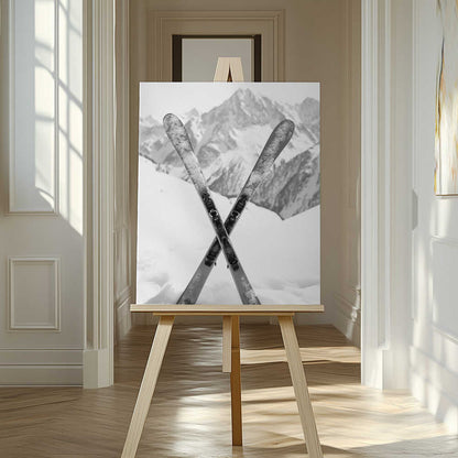 Alpine Stillness Skies Black & White Canvas Print Wall Art 1X2934504 - ART FEVER - Art Fever
