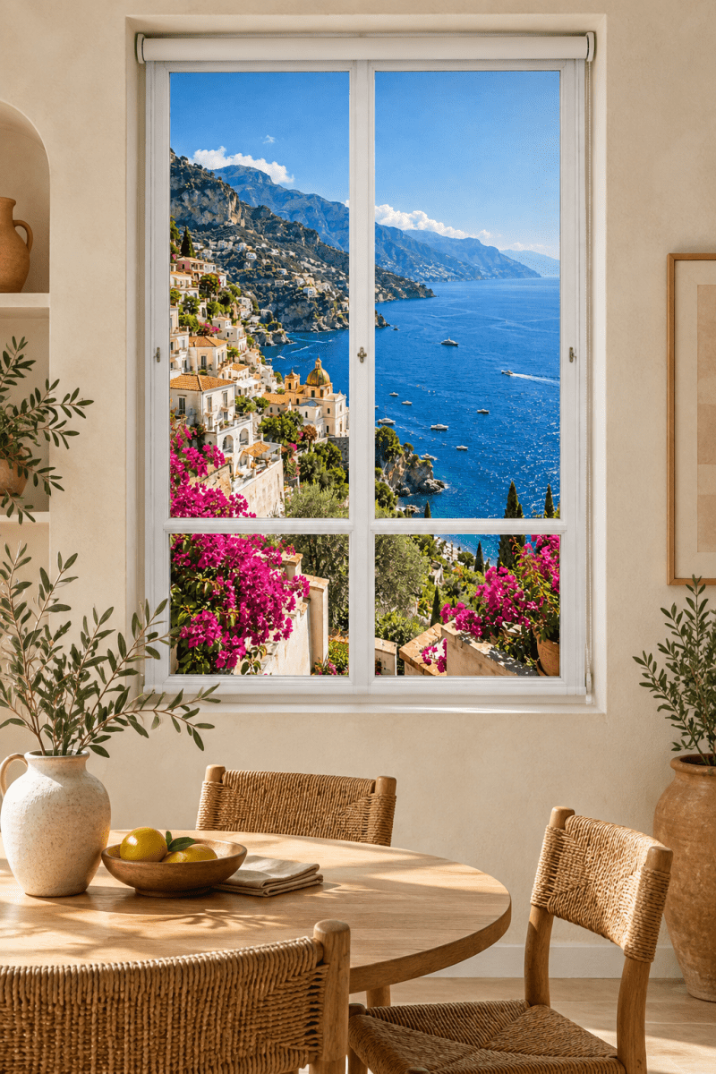 Amalfi Coast Faux Window View Printed Picture Photo Roller Blind - RB1485 - Art Fever - Art Fever