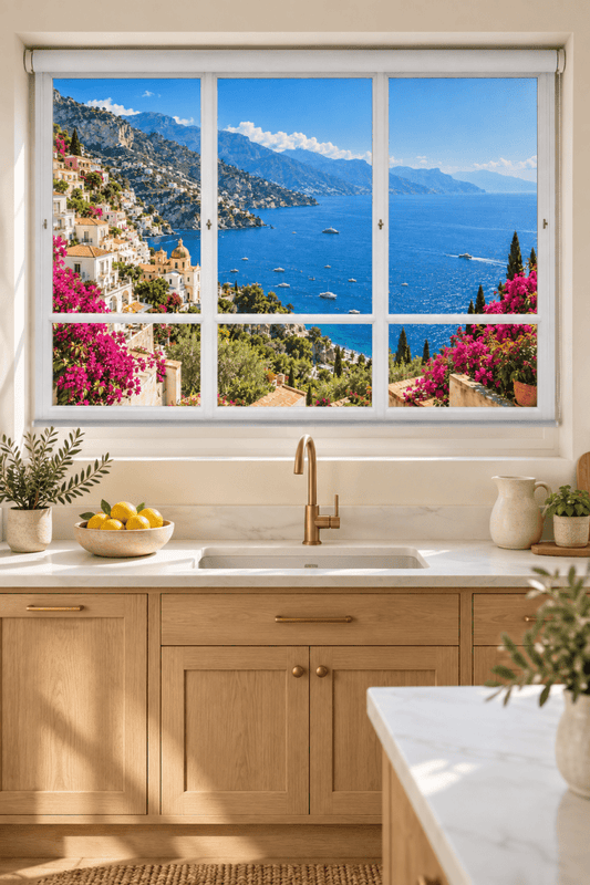 Amalfi Coast Faux Window View Printed Picture Photo Roller Blind - RB1485 - Art Fever - Art Fever