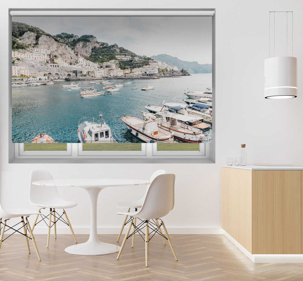 Amalfi Coast Italy Harbor Marina Printed Roller Blind - 1X2842181 - Art Fever - Art Fever