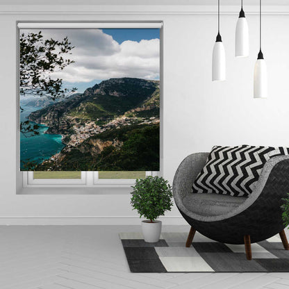 Amalfi Coast Panoramic Mountain Vista Printed Roller Blind - 1X2758443 - Art Fever - Art Fever