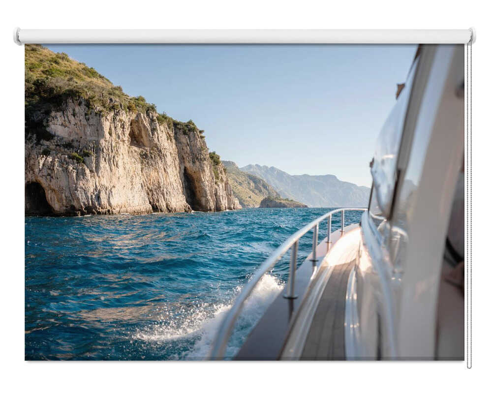 Amalfi Coast Speedboat Sea View Printed Roller Blind - 1X2794546 - Raisa Zwart - Art Fever