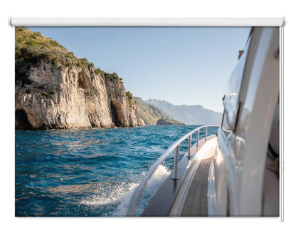 Amalfi Coast Speedboat Sea View Printed Roller Blind - 1X2794546 - Raisa Zwart - Art Fever