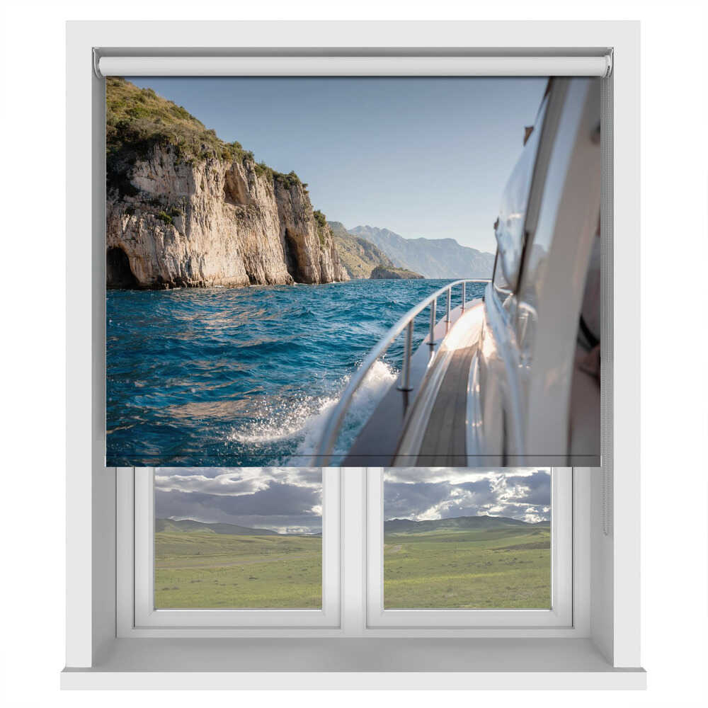 Amalfi Coast Speedboat Sea View Printed Roller Blind - 1X2794546 - Raisa Zwart - Art Fever