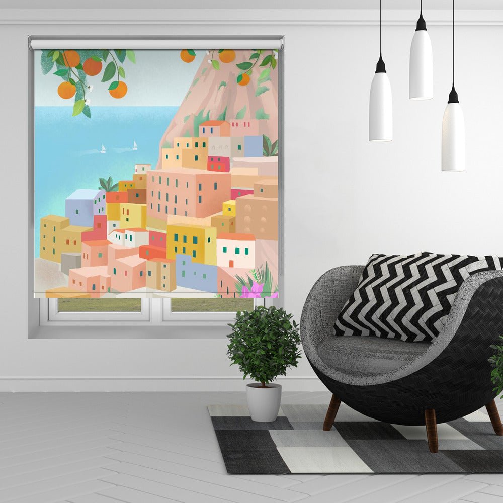 Amalfi Illustration Printed Picture Photo Roller Blind - 1X2505166 - Art Fever - Art Fever