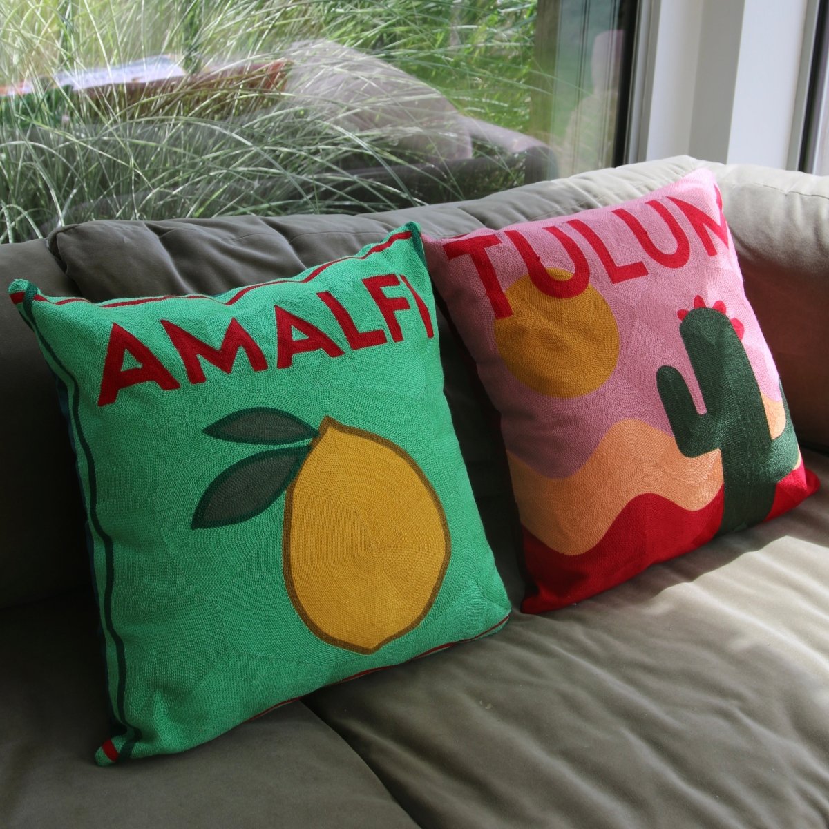 Amalfi Needlepoint Cushion - The Pillow Drop - Art Fever