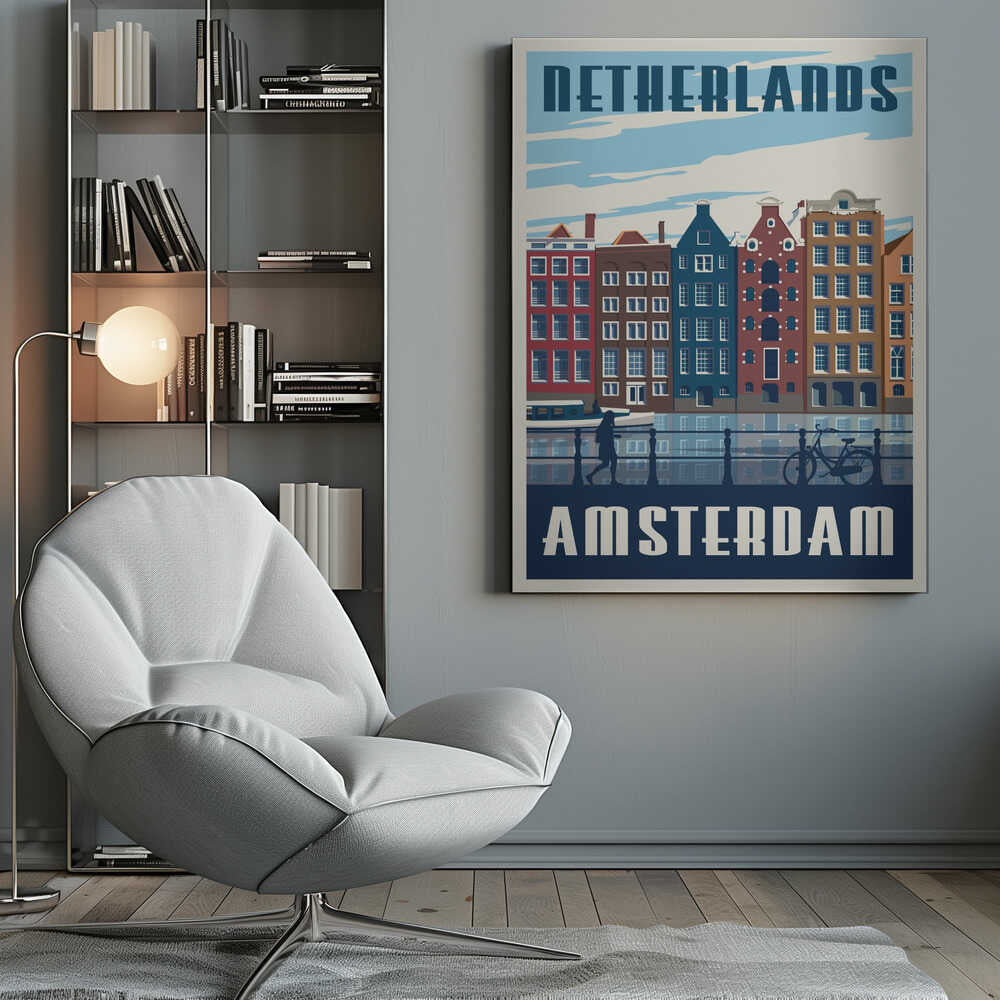 Amsterdam Travel Print Canvas Print Wall Art 1X2666081 - ART FEVER - Art Fever