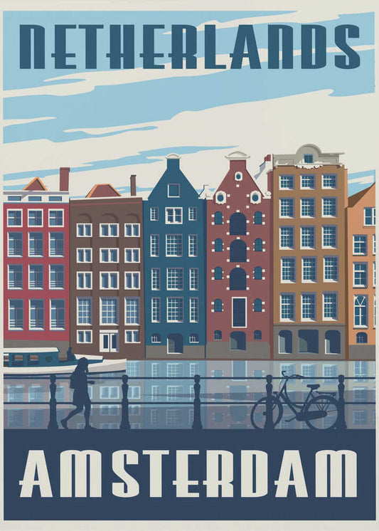 Amsterdam Travel Print Canvas Print Wall Art 1X2666081 - ART FEVER - Art Fever