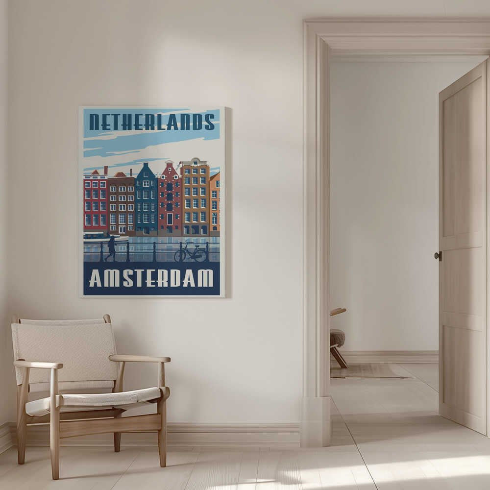Amsterdam Travel Print Canvas Print Wall Art 1X2666081 - ART FEVER - Art Fever
